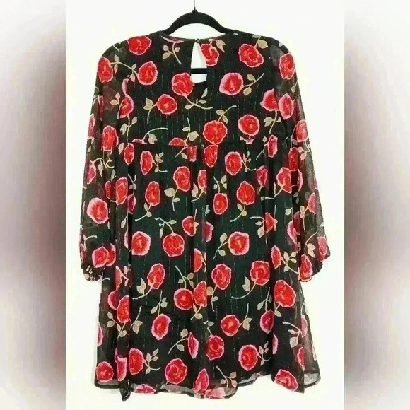 KATE SPADE GIRLS HAZY ROSE FLORAL METALLIC DRESS. - Picture 2 of 4